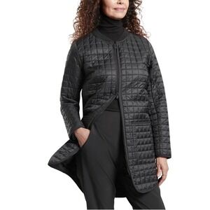 Athleta Quilted Bomber Jacket Black Zipper Pockets Long Sleeve XL